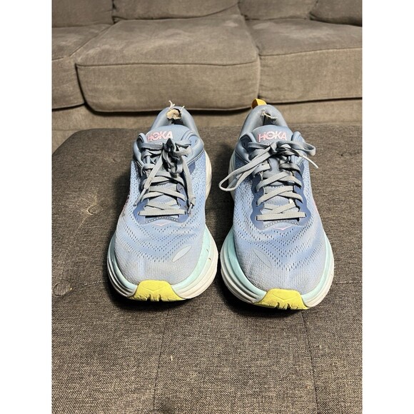 Hoka One One Bondi 8 Running Shoes Mens Size 11 Blue Pink Yellow 1123202 - Picture 2 of 8